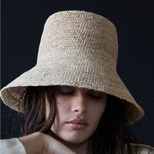 Janessa Leone Felix Straw Raffia Bucket Hat Medium